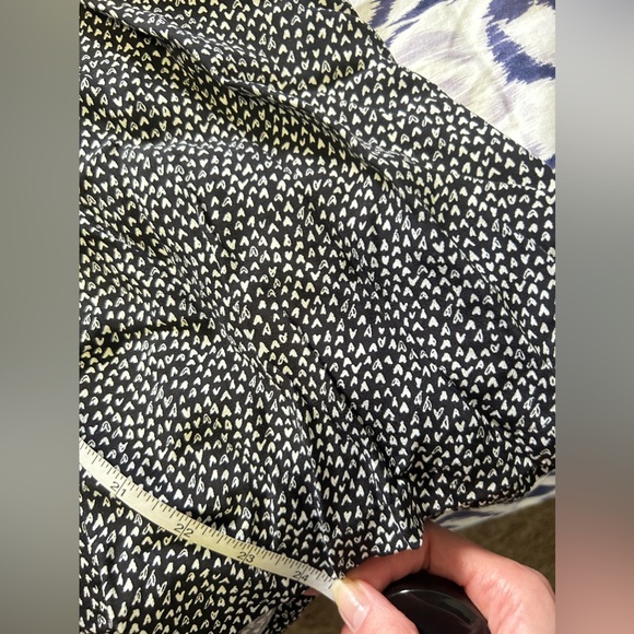 Loft Black White Heart Print Short Sleeve Tie Waist Summer Crop Jumpsuit - Picture 6 of 9